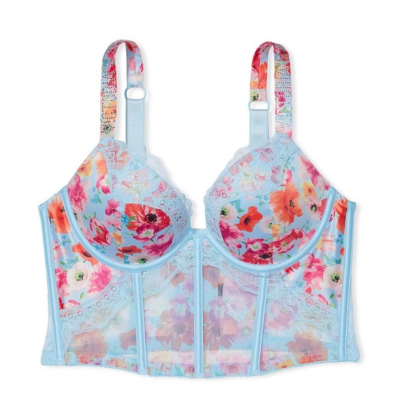 Victoria Secret Corset Bustier SEXY Satin Shine Strap Push-Up Bra Top 34B - Picture 1 of 8